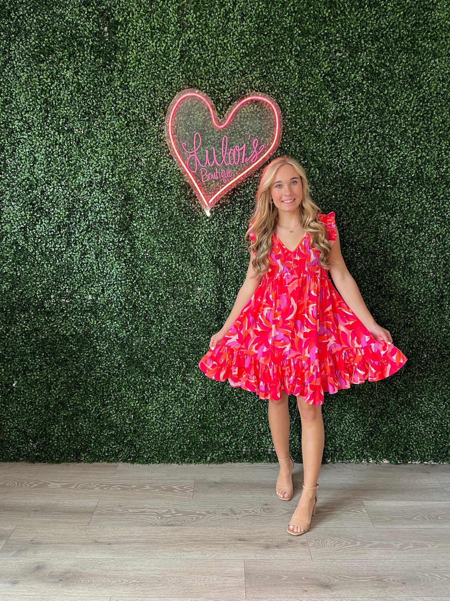 Floral Pink & Orange Dress