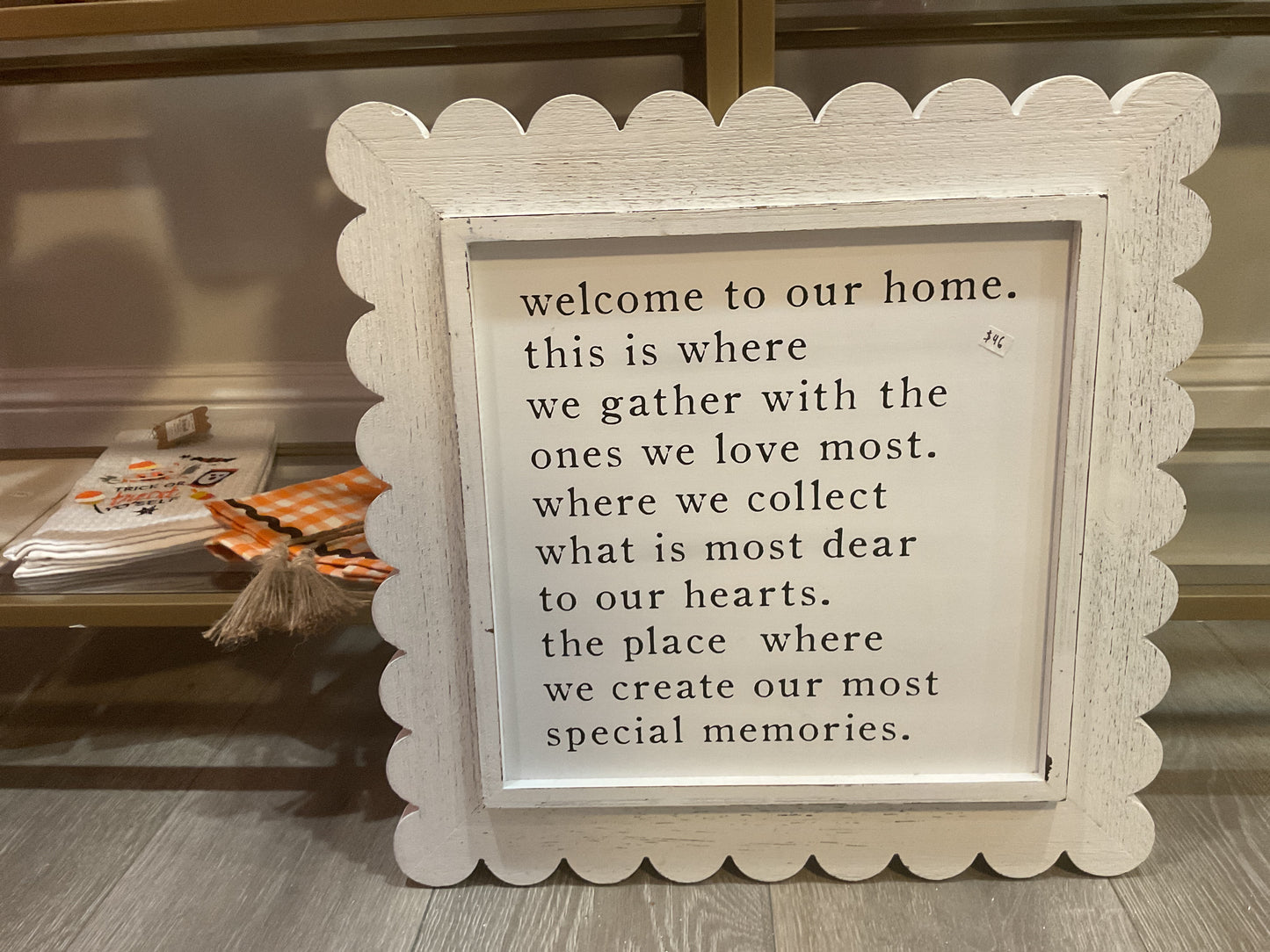 Welcome to our home wooden sign