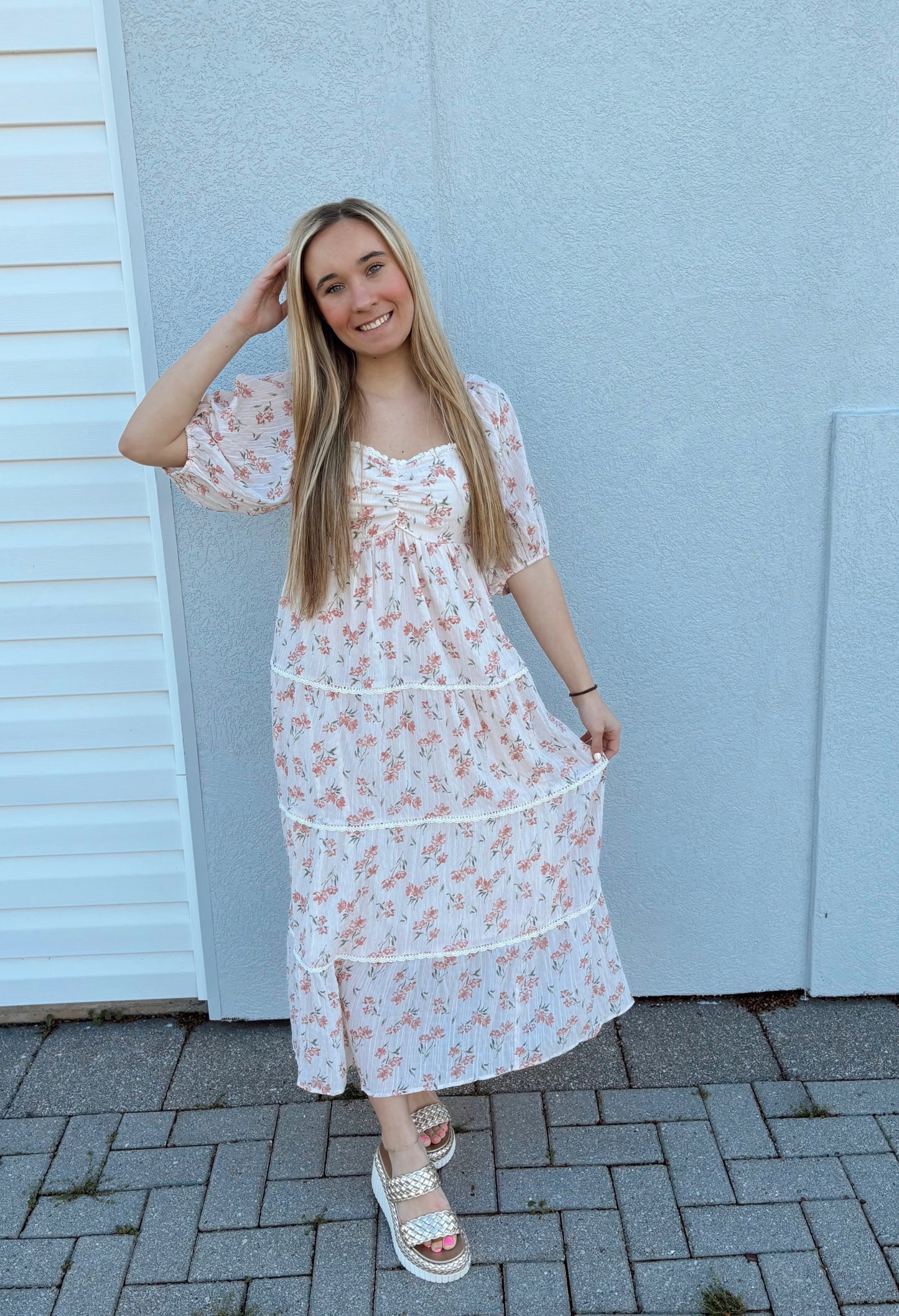 Tiers of Lacey Flowers Dress