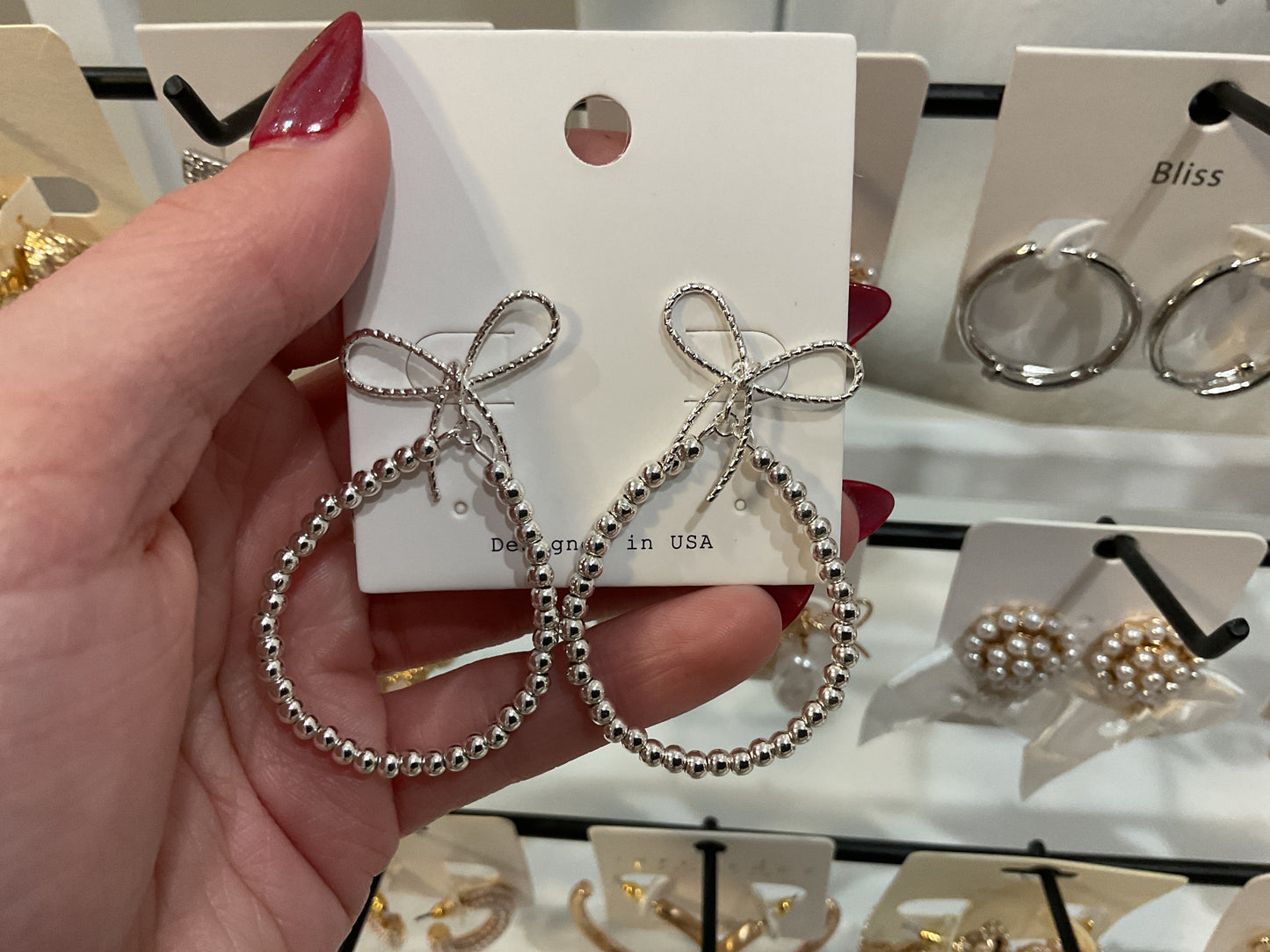 Silver Bow w/ Beaded Hoop