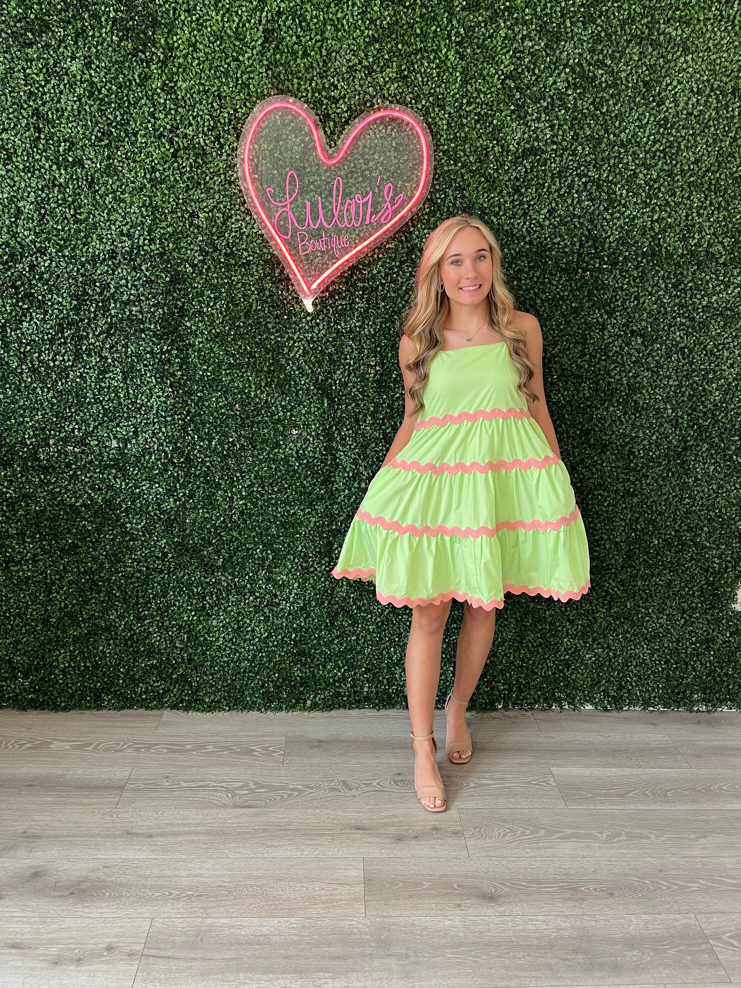 Green Rick Rack Summer Waves Dress