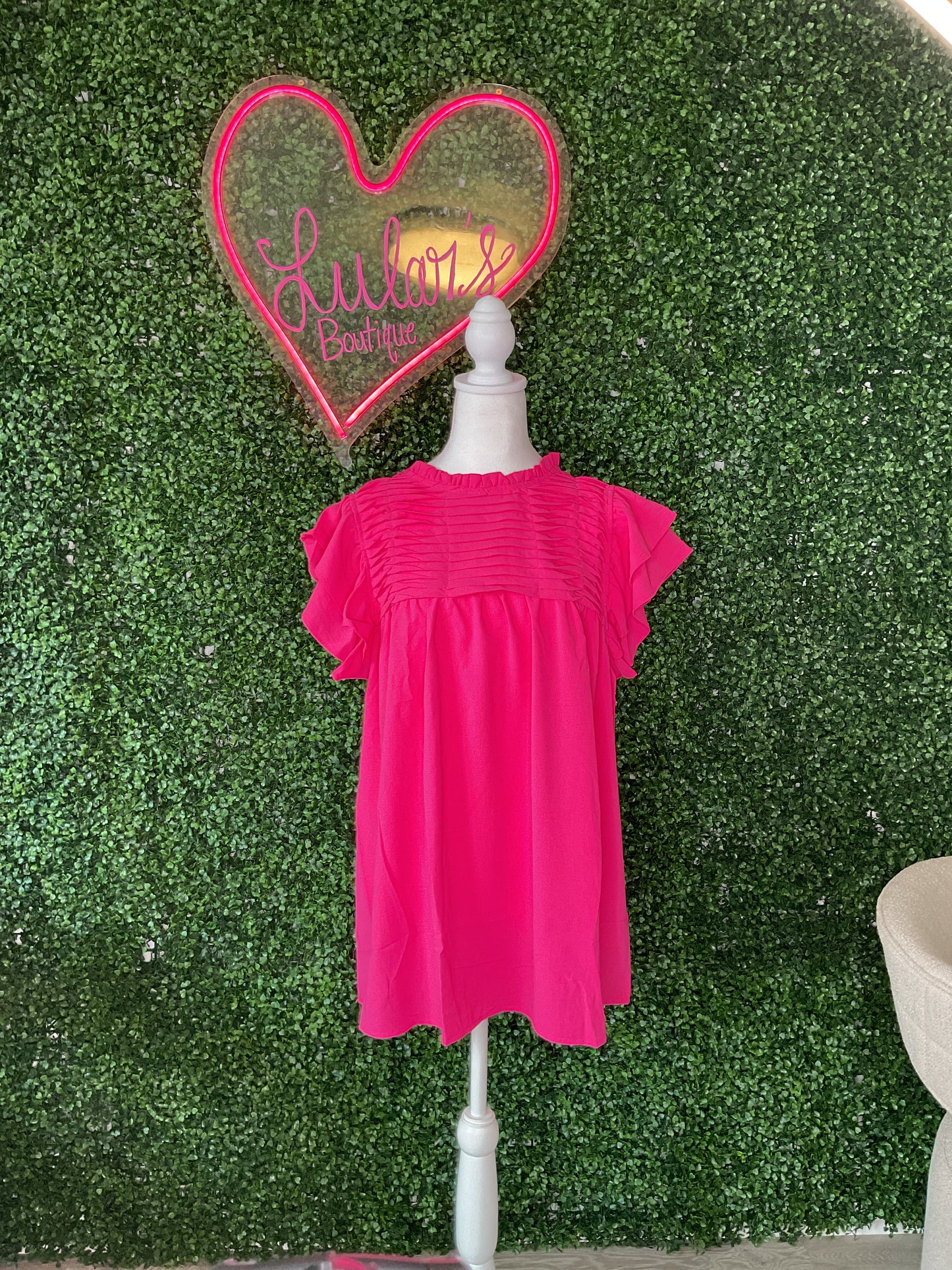 fuschia ruffle top