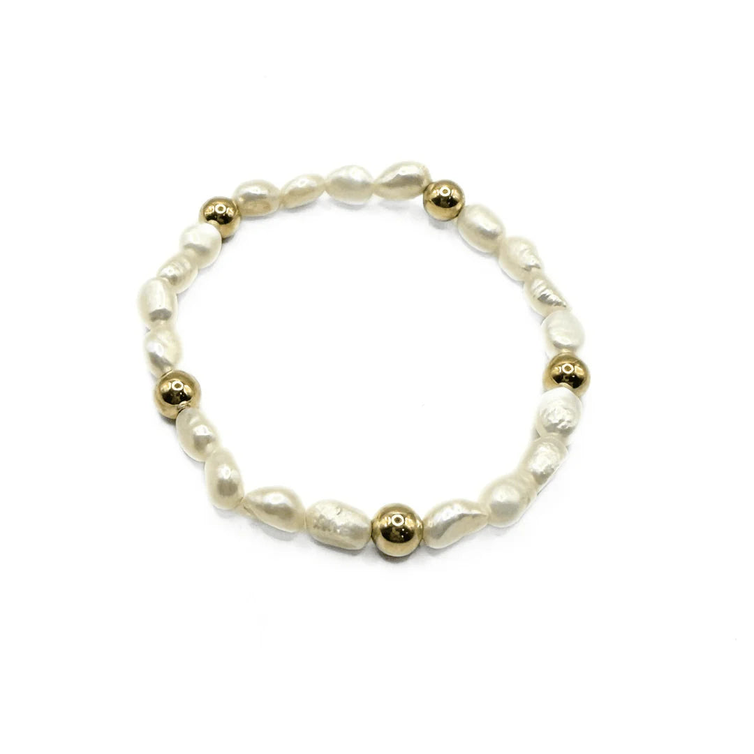 Erin Gray- Baroque Pearl Statement bracelet with 6mm gold filled beads