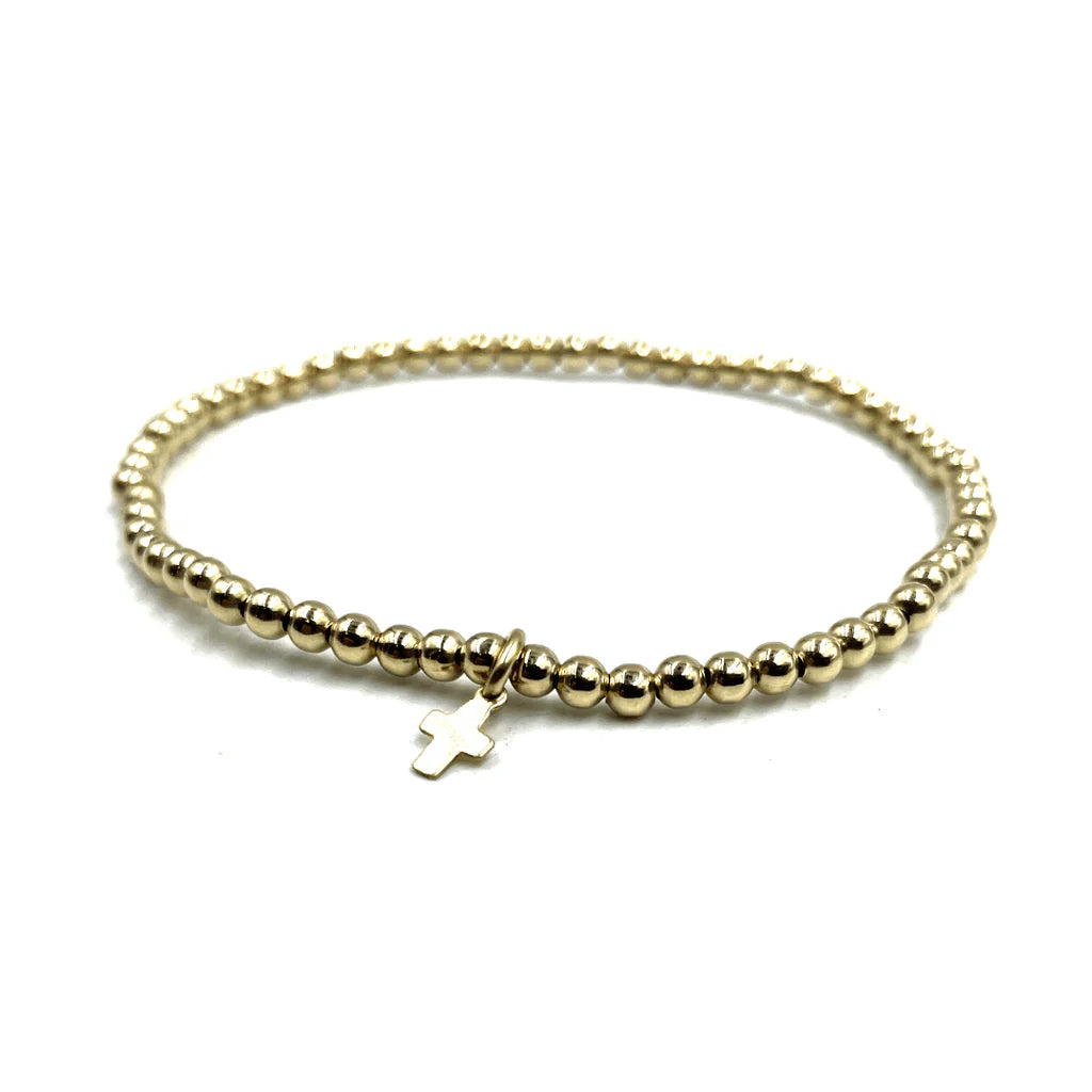Erin Gray- 3mm Gold Filled Karma Bracelet with Luxe Cross