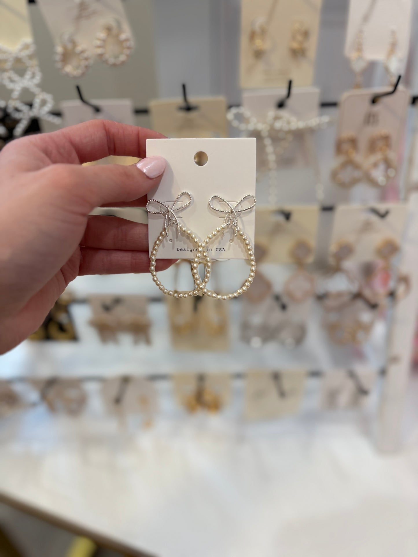 Silver Bows w/ Pearl hoops