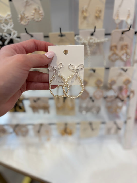 Silver Bows w/ Pearl hoops