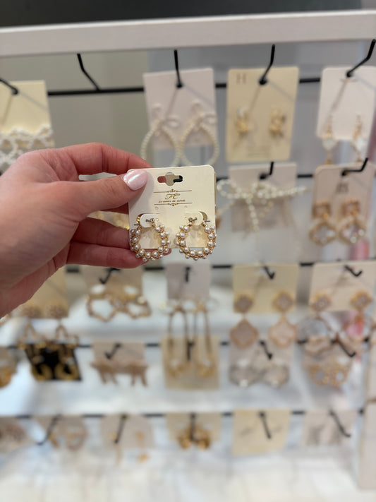 Gold w/ Pearl stud Hoops