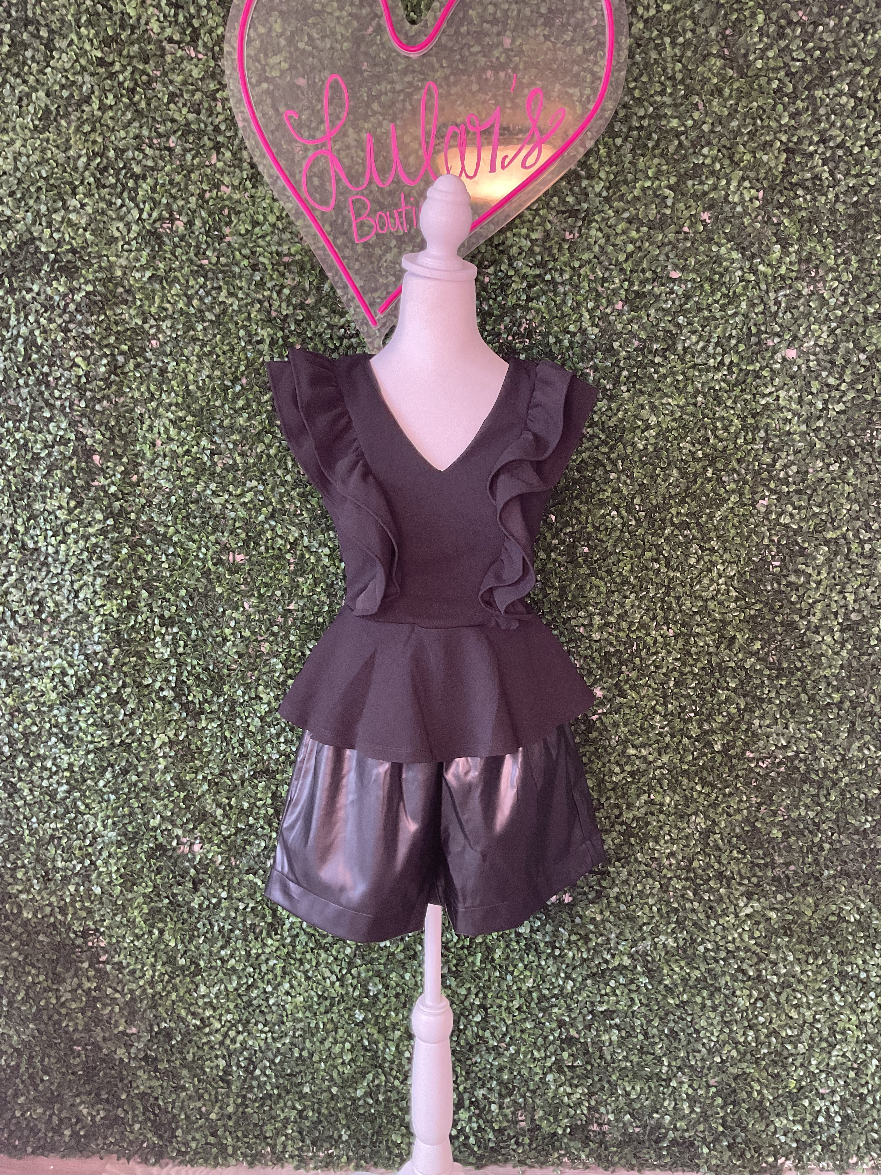 Black Ruffled Top