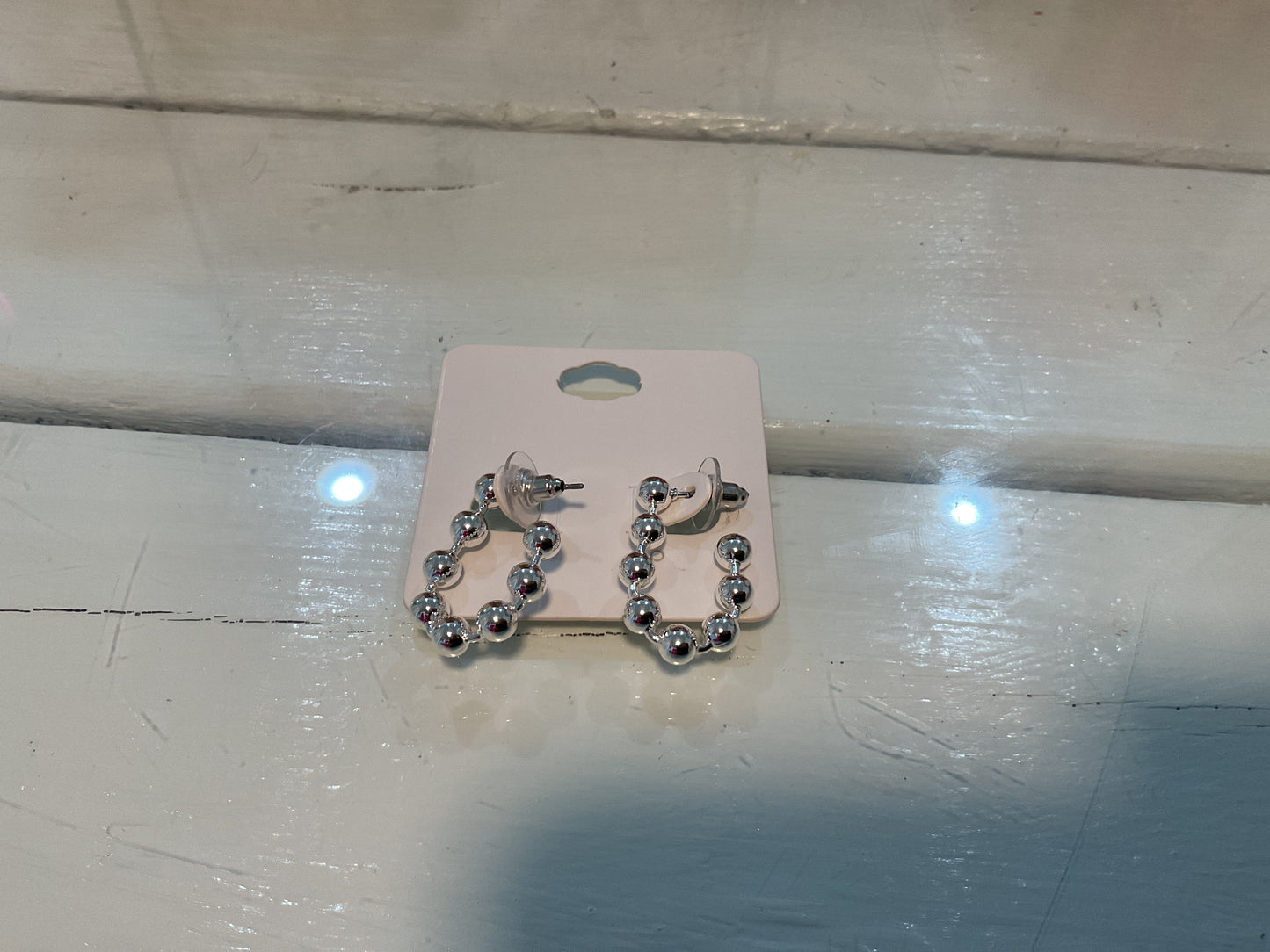 Beaded Silver Hoops