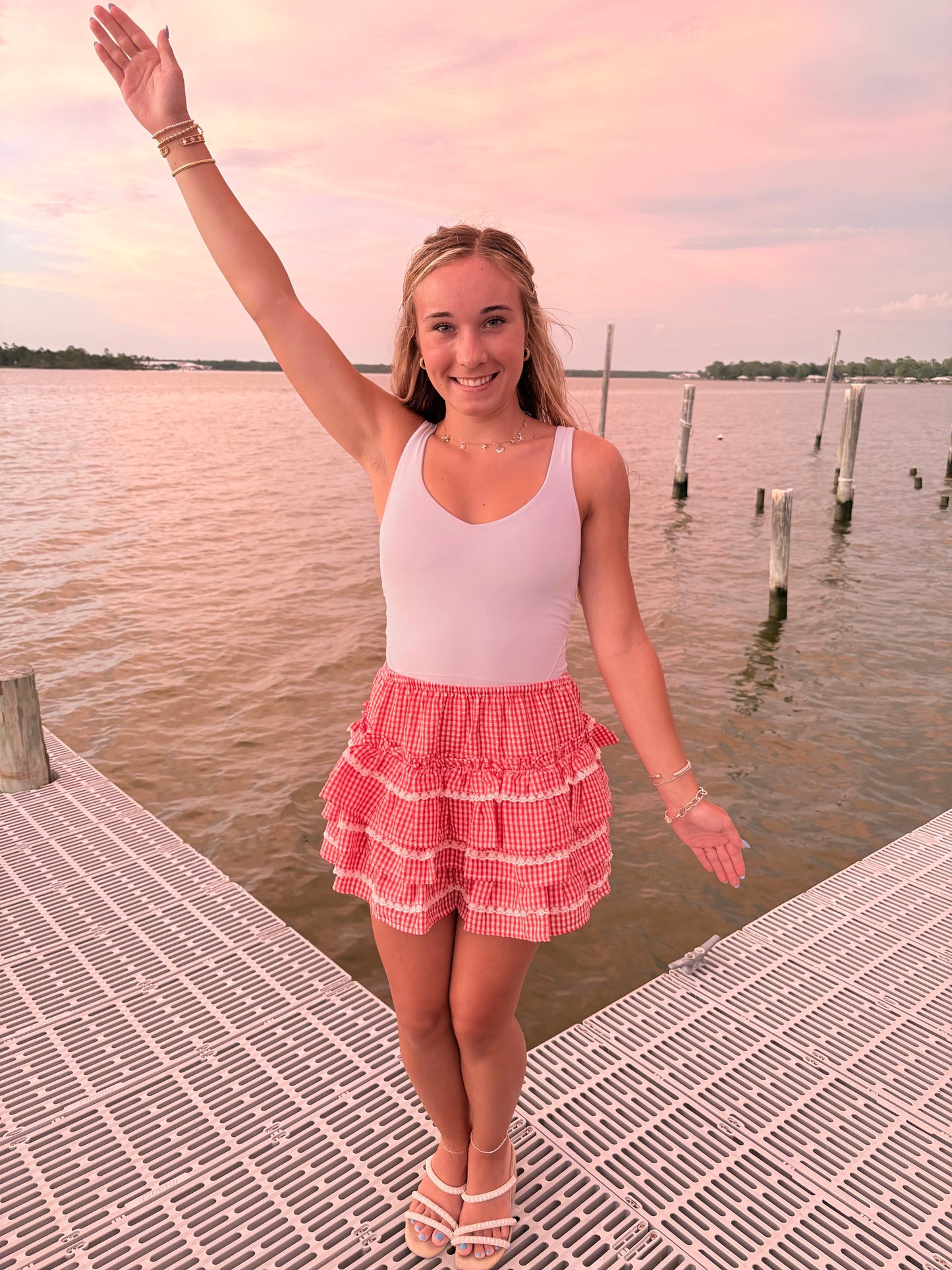 Lacey Ruffled Red Skirt