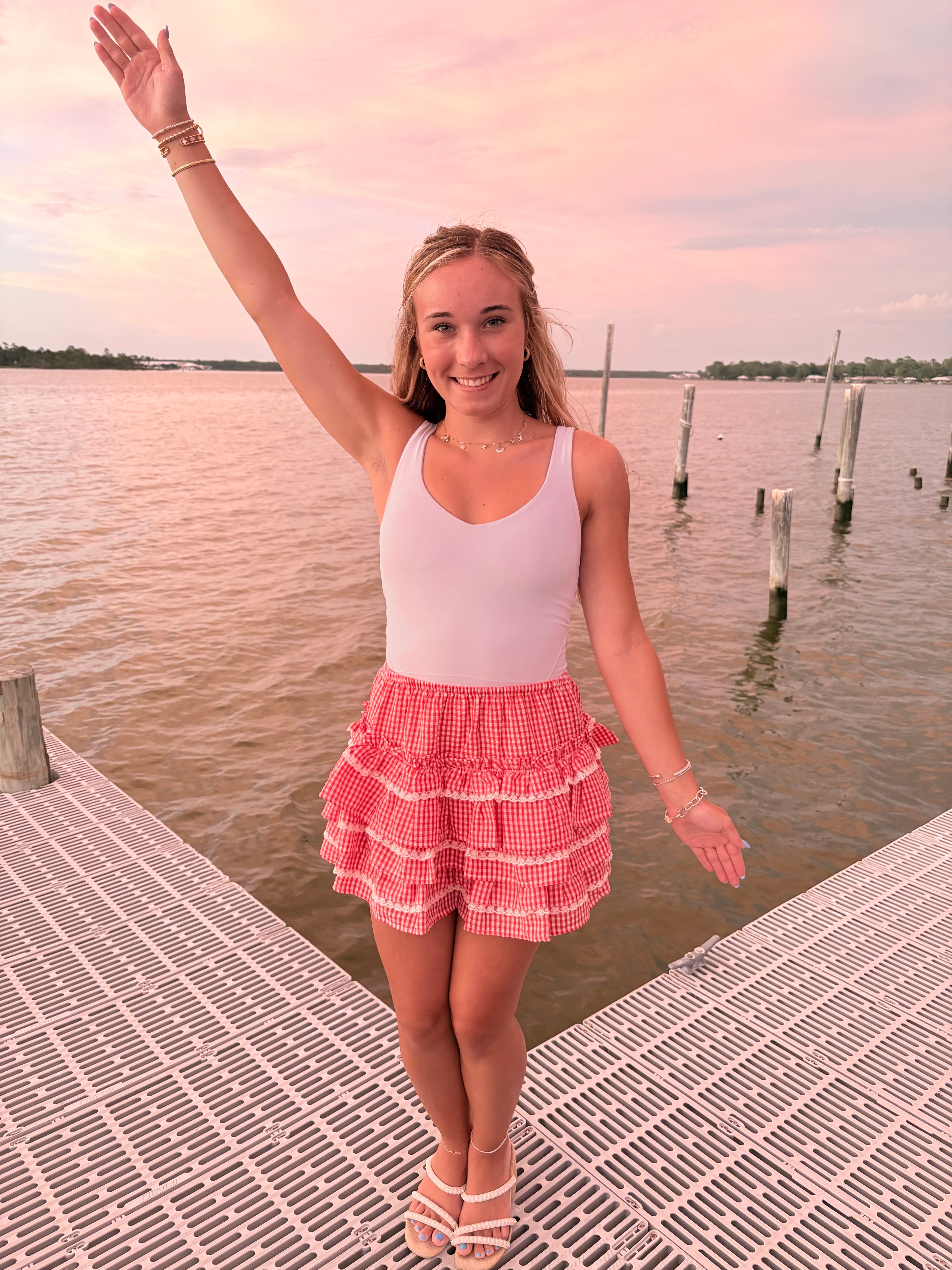 Lacey Ruffled Red Skirt