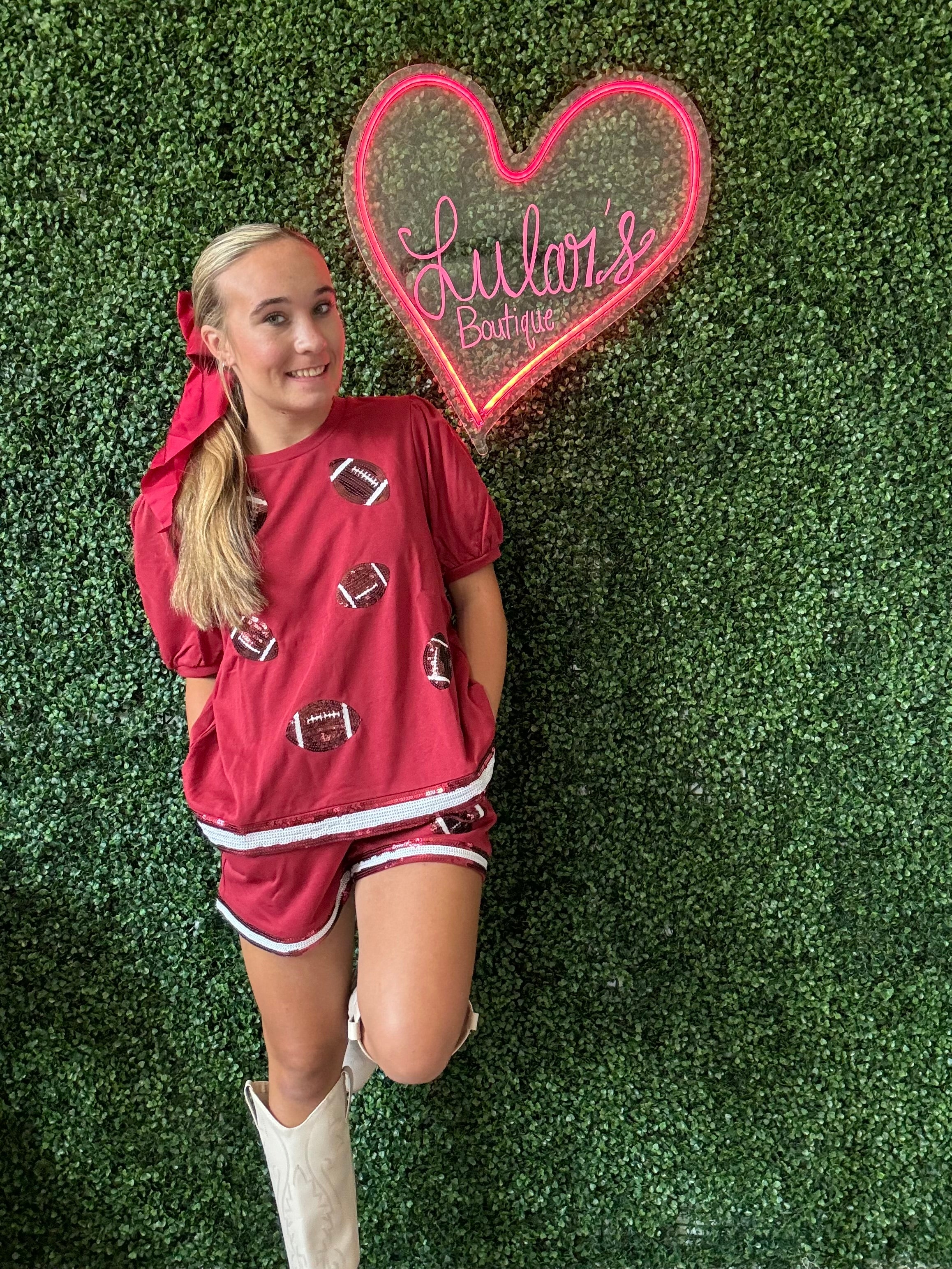 Alabama Sequin Football Set (Shorts)