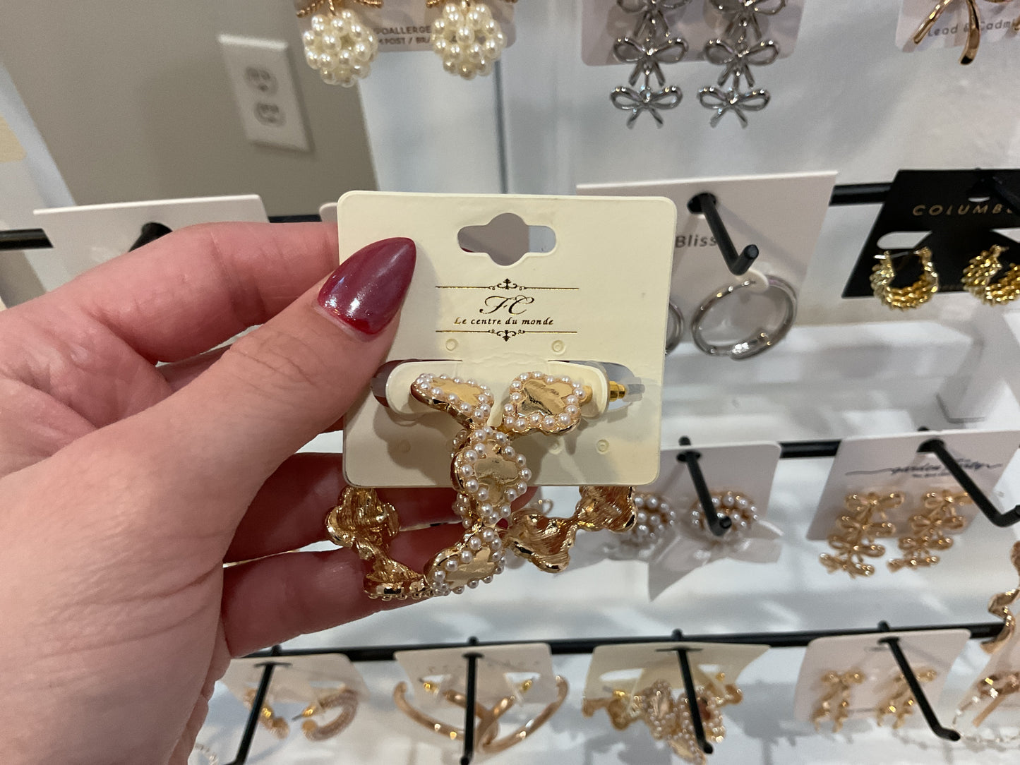 Clover Hoops with Small Pearls