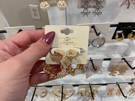 Clover Hoops with Small Pearls