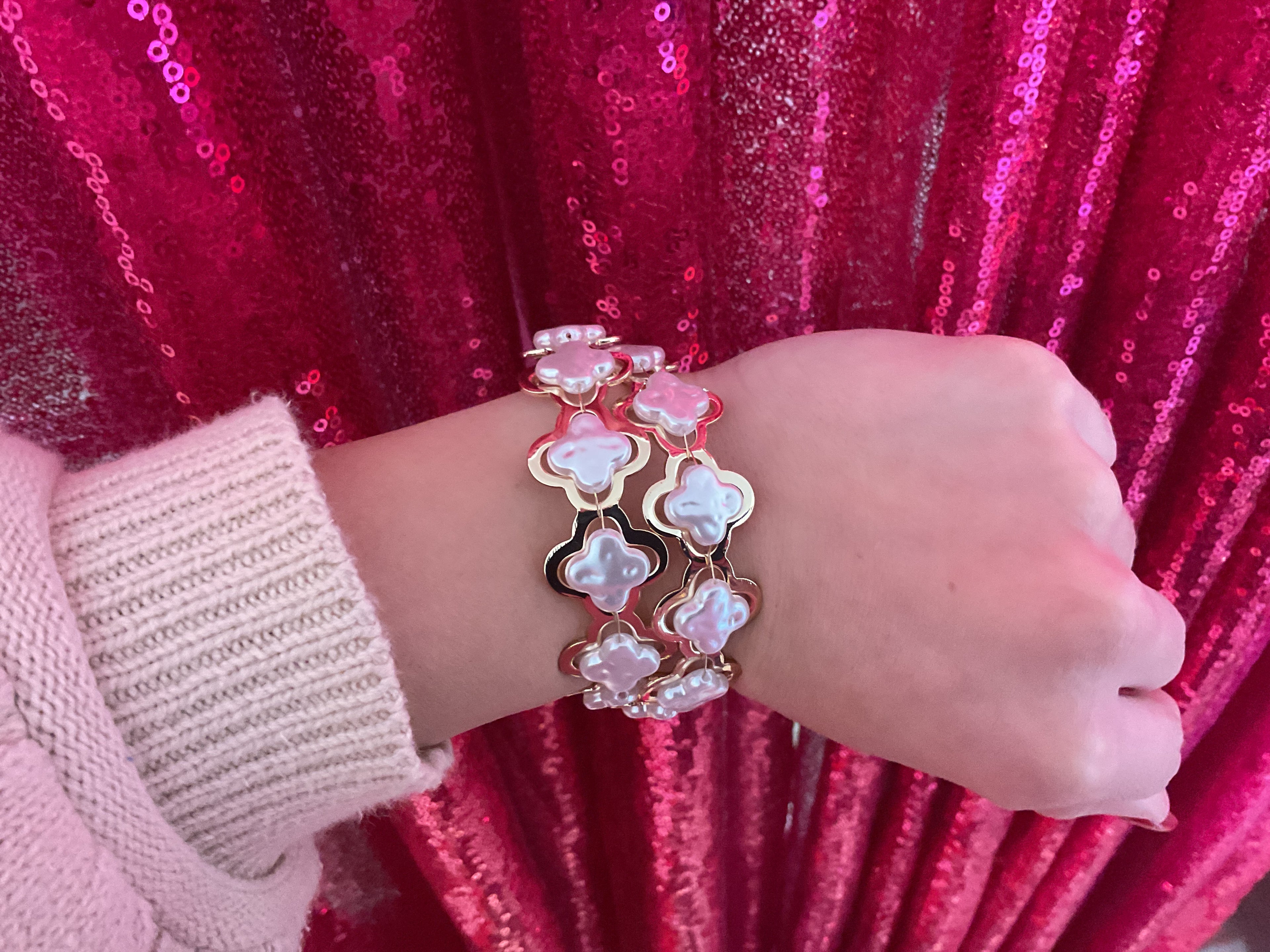 2 Pearl Clover Bracelets