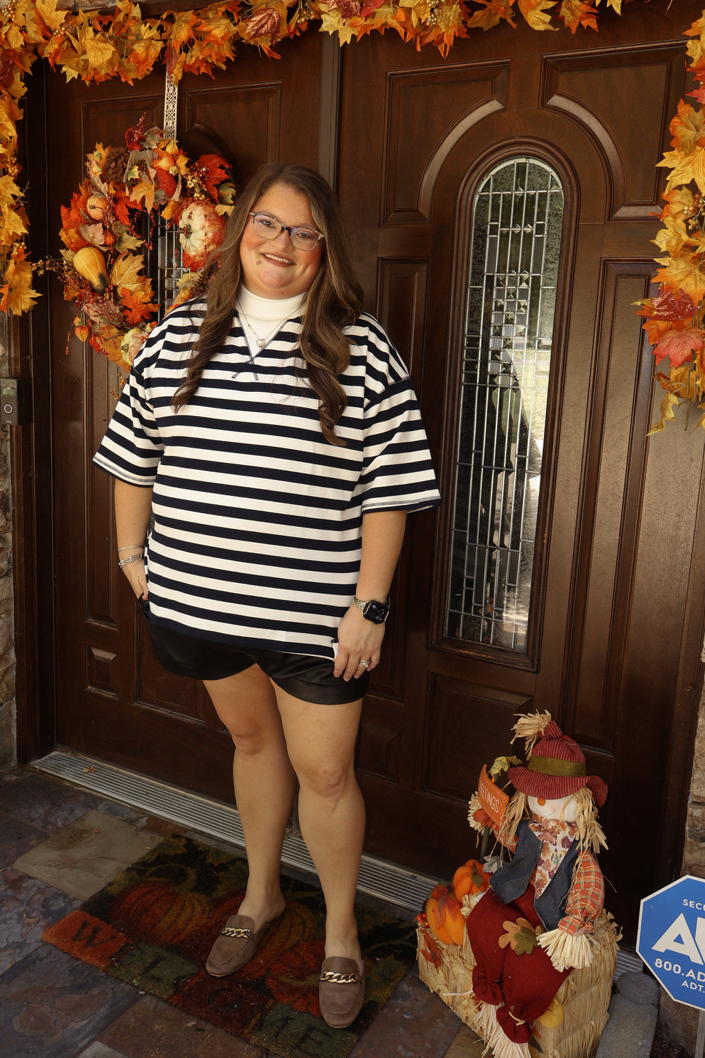 Aubie Striped Mockneck