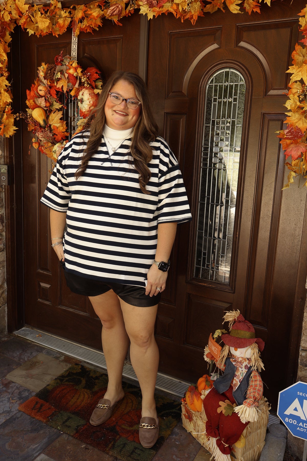 Aubie Striped Mockneck
