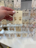 Gold hoops w/ bow dangle earrings