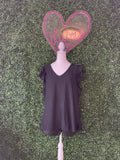 Black ruffle sleeve top