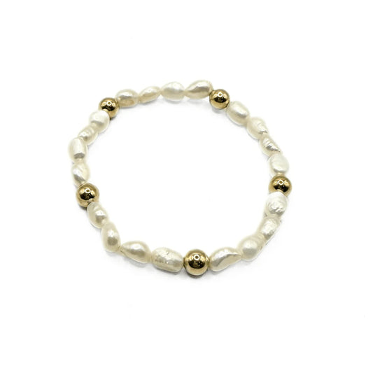Erin Gray- Baroque Pearl Statement bracelet with 6mm gold filled beads