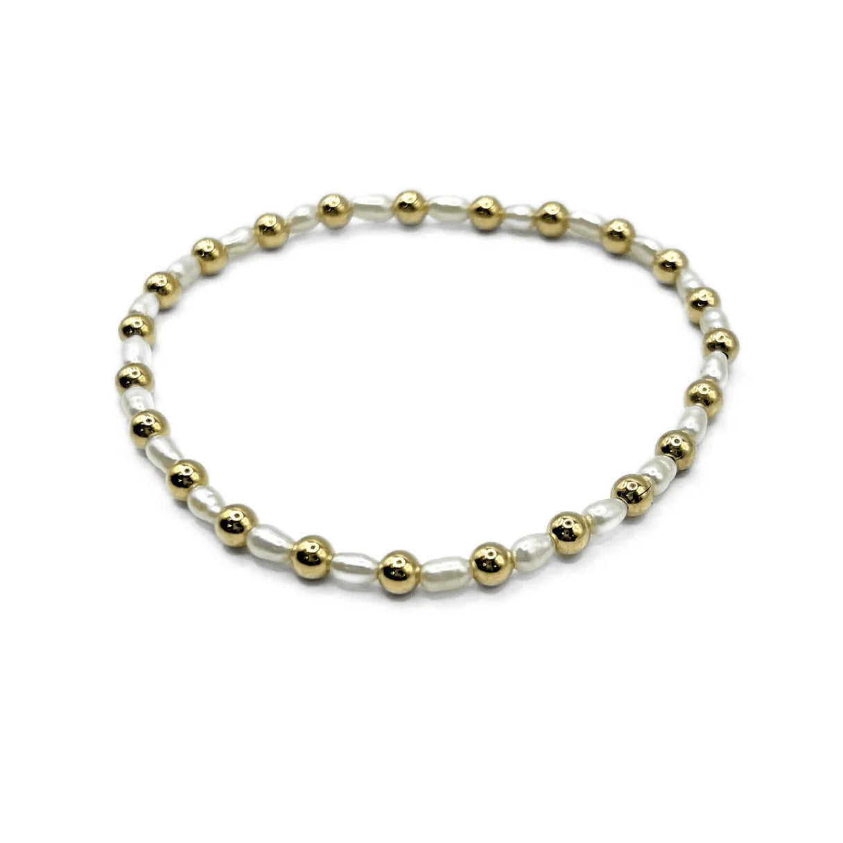 Erin Gray- 4mm Montauk Gold and Pearl bracelet