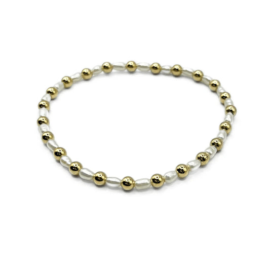 Erin Gray- 4mm Montauk Gold and Pearl bracelet